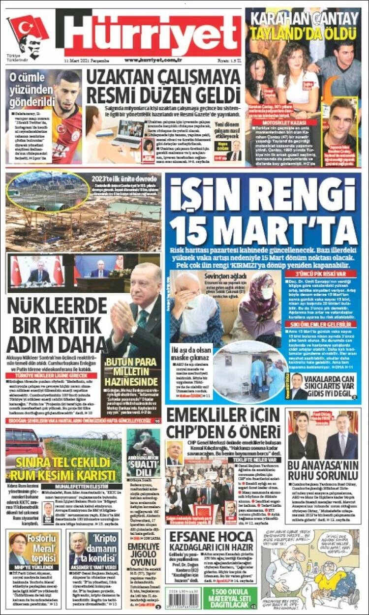 Portada de Hürriyet (Turqu&iacute;a)
