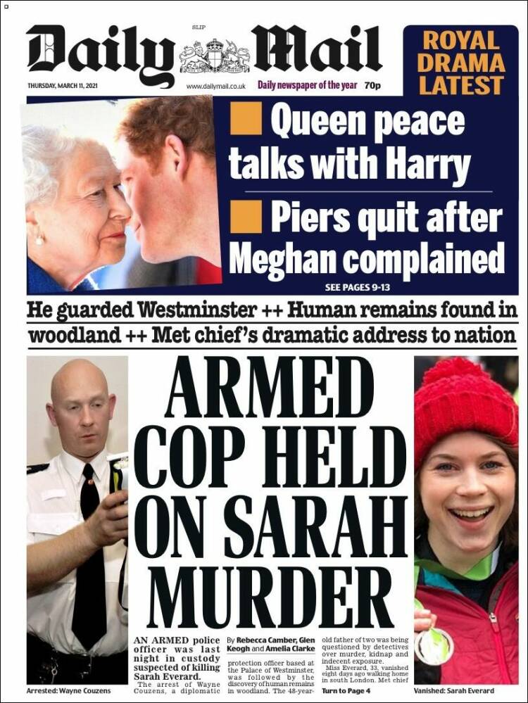 Portada de Daily Mail (Reino Unido)