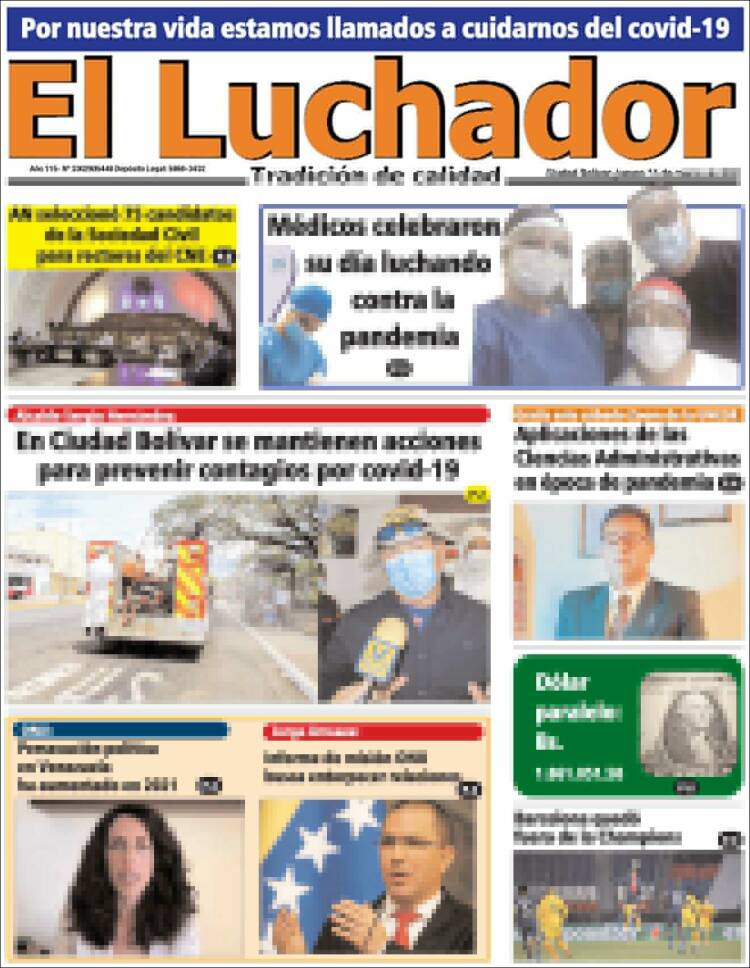 Portada de El Luchador (Venezuela)