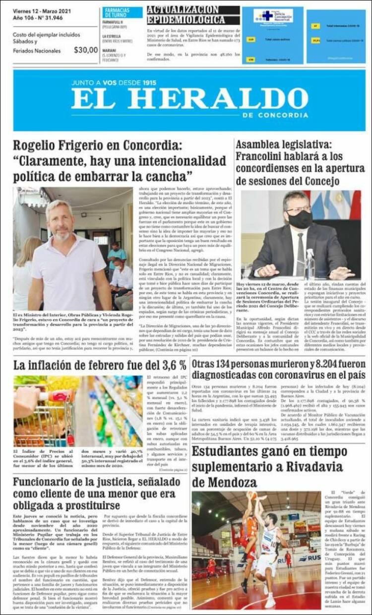 Portada de El Heraldo de Concordia (Argentina)