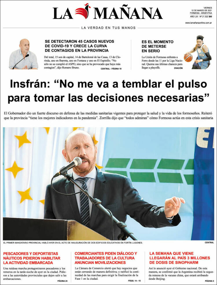 Portada de Diario La Mañana (Argentina)