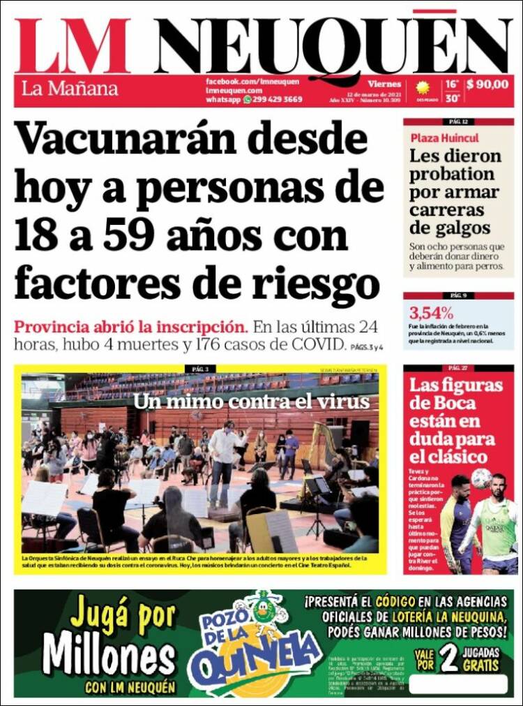 Portada de La Mañanade Neuquén (Argentina)
