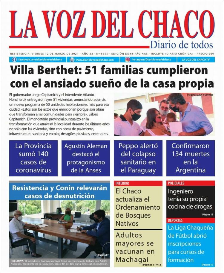 Portada de La Voz del Chaco (Argentina)