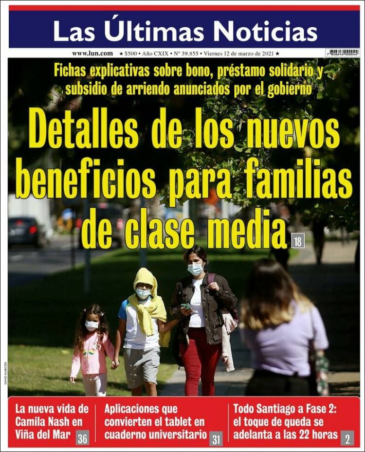 Portada de Las Últimas Noticias (Chile)