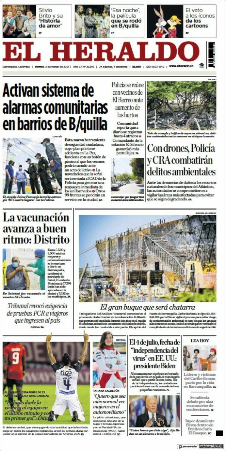 Portada de El Heraldo (Colombia)