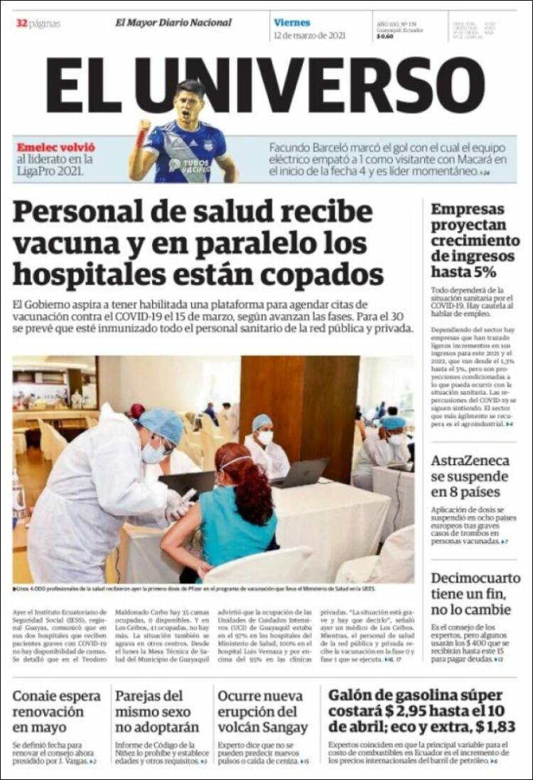 Portada de El Universo - Ecuador (Ecuador)