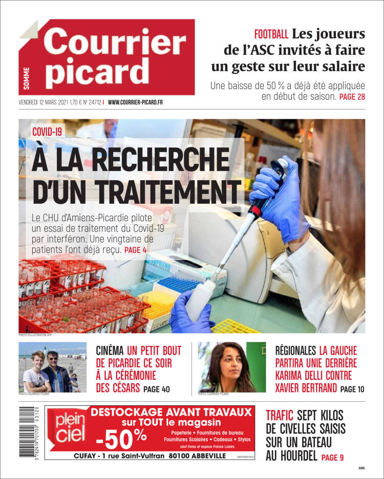 Portada de Courrier Picard (Francia)