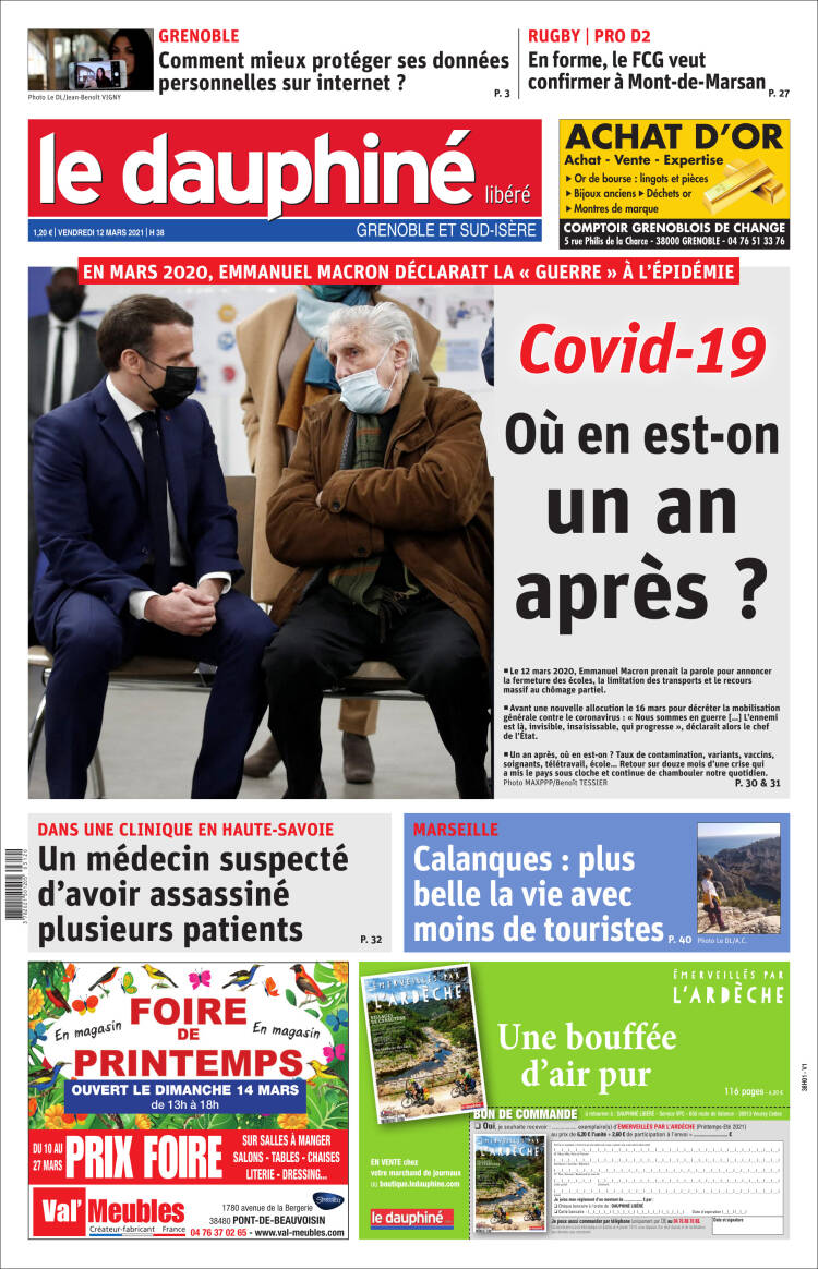 Portada de Le Dauphiné Libéré (Francia)