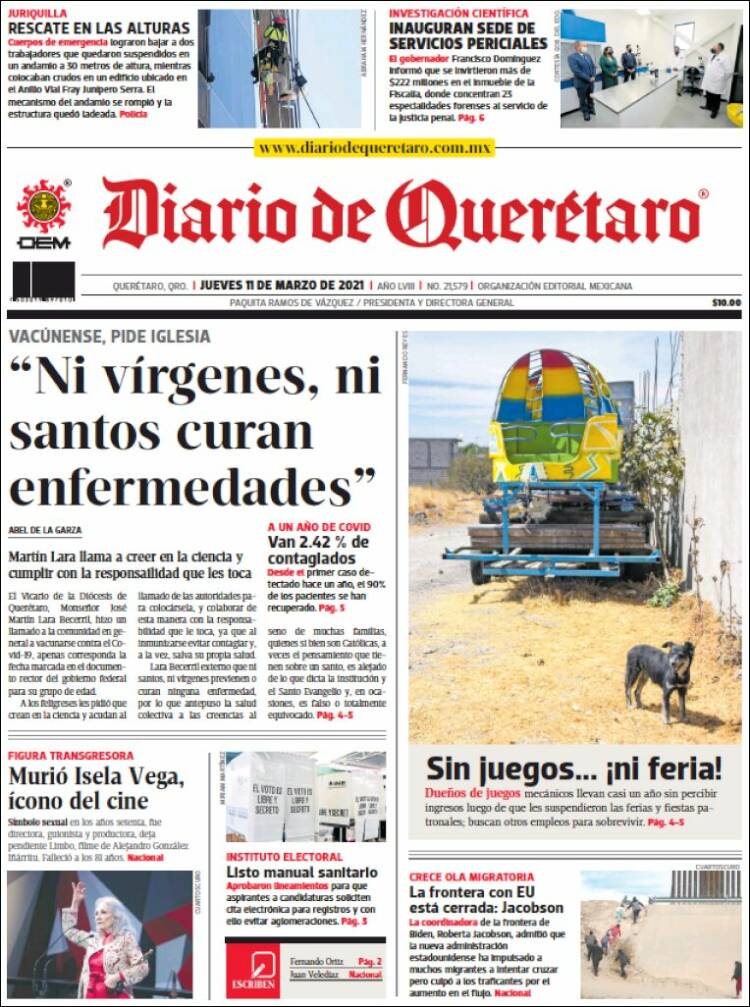 Portada de Diario de Querétaro (M&eacute;xico)