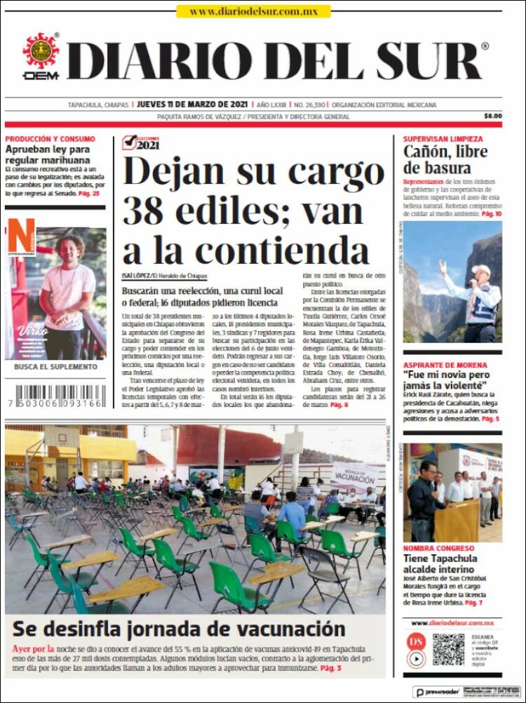 Portada de El Diario del Sur (M&eacute;xico)