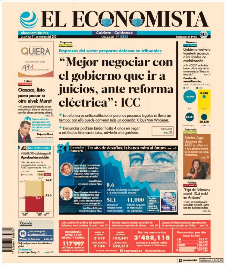 Portada de El Economista (M&eacute;xico)