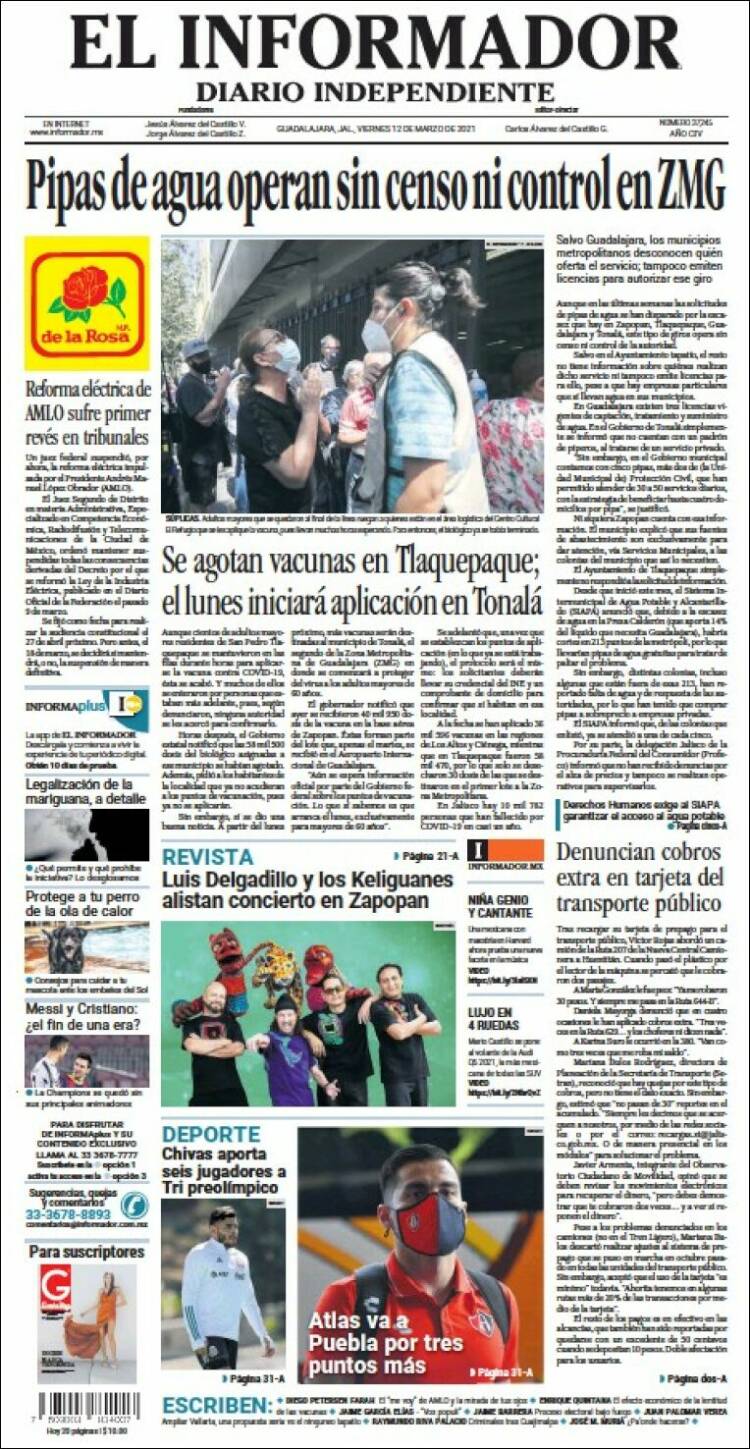 Portada de El Informador (M&eacute;xico)