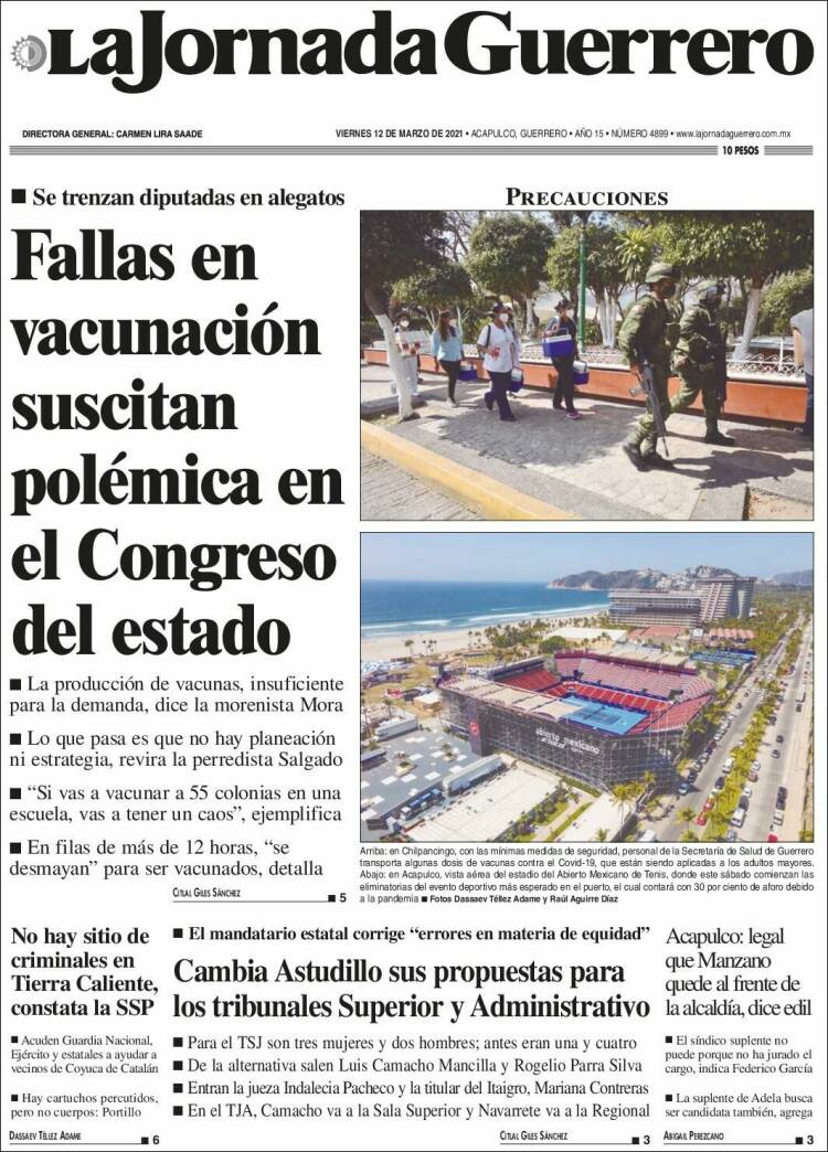 Portada de La Jornada de Guerrero (M&eacute;xico)