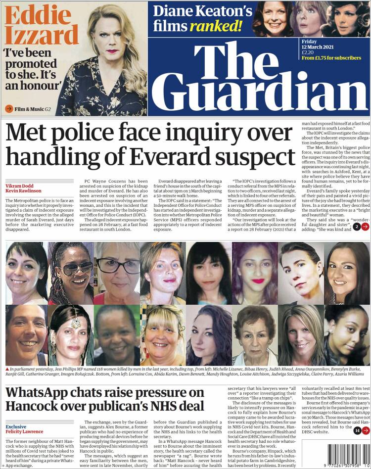 Portada de The Guardian (Reino Unido)