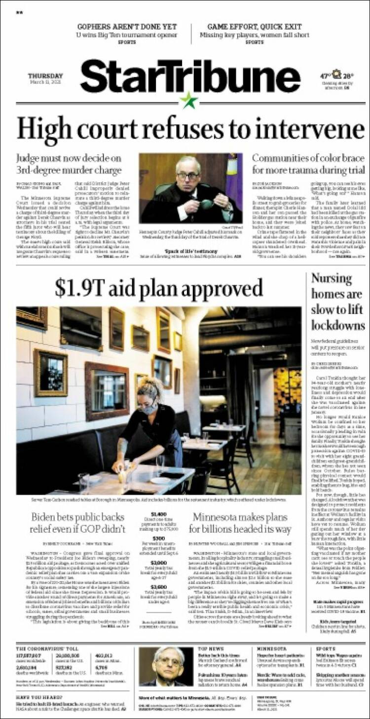 Portada de Star Tribune (USA)