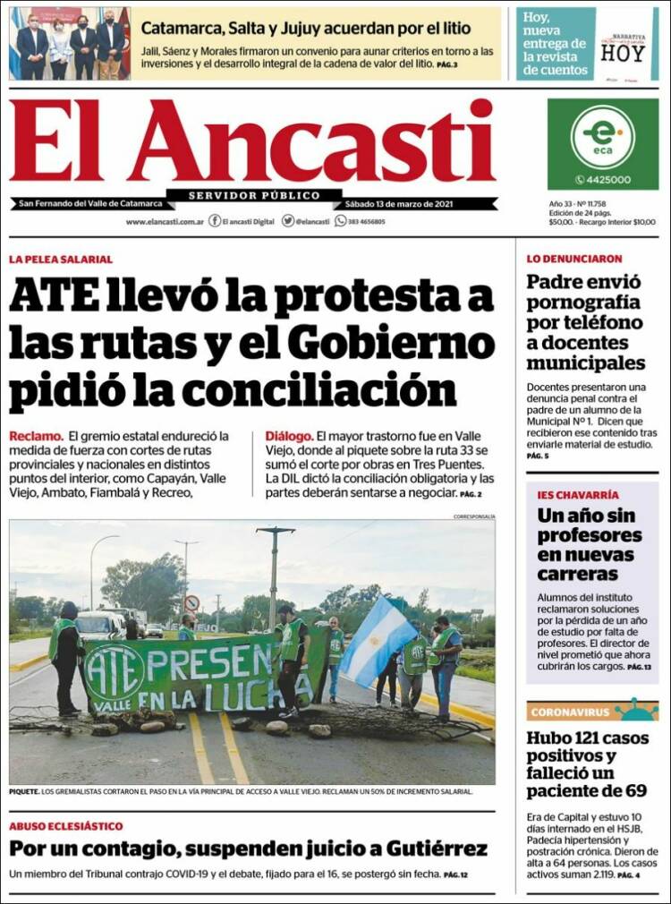 Portada de El Ancasti (Argentina)