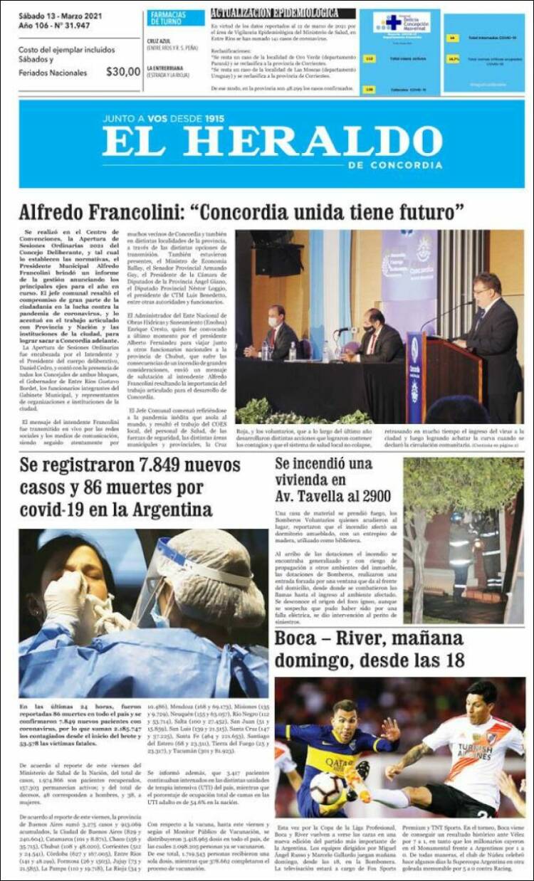 Portada de El Heraldo de Concordia (Argentina)