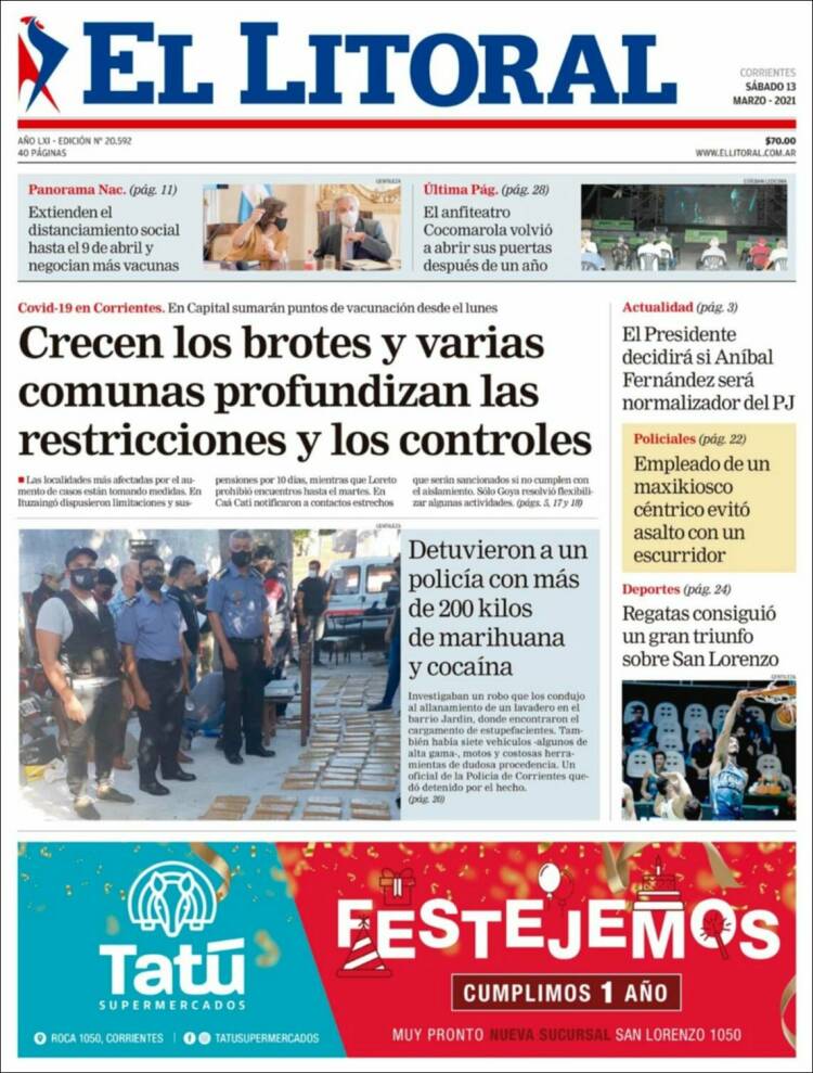 Portada de El Litoral Corrientes (Argentina)