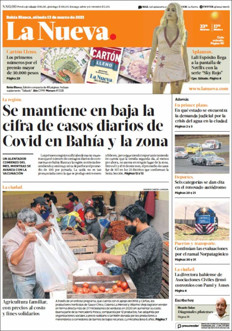 Portada de La Nueva Provincia (Argentina)