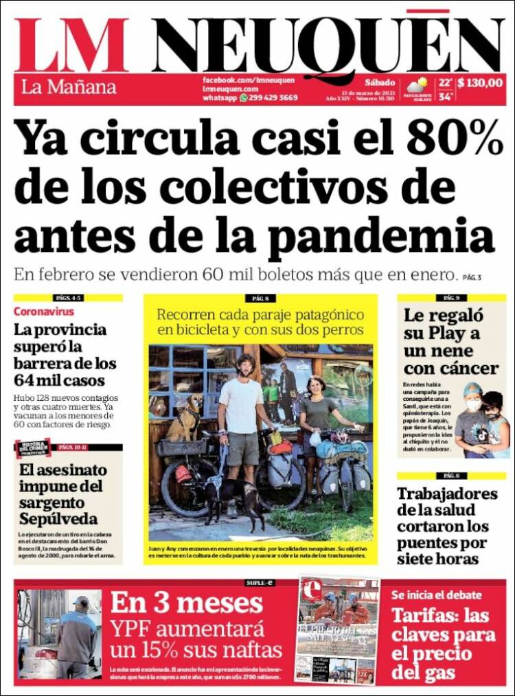 Portada de La Mañanade Neuquén (Argentina)