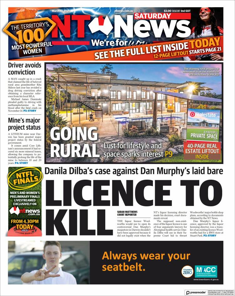 Portada de Northern Territory News (Australia)