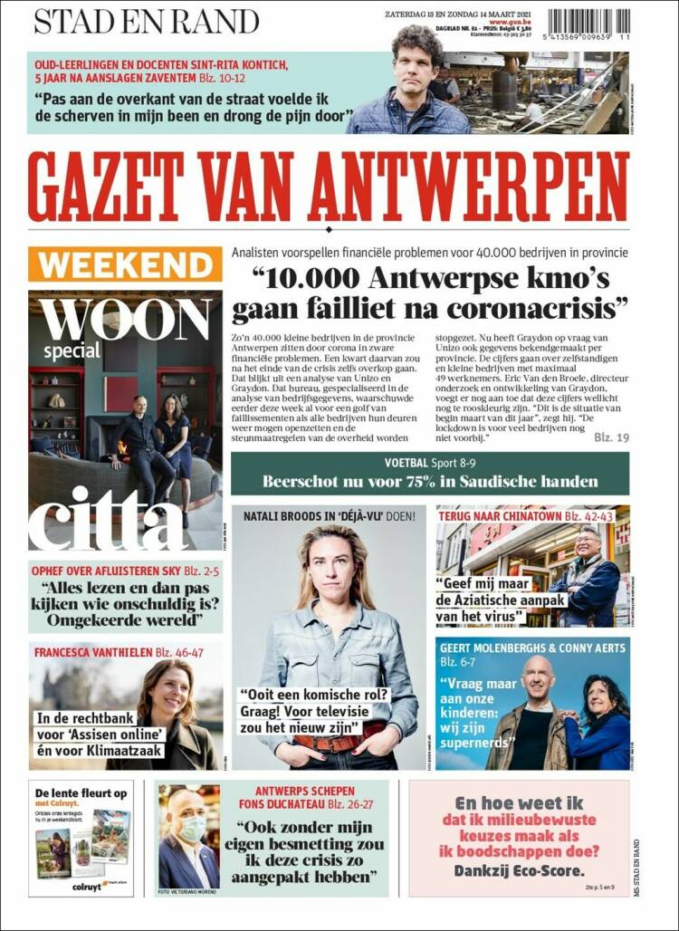Portada de Gazet van Antwerpen (B&eacute;lgica)