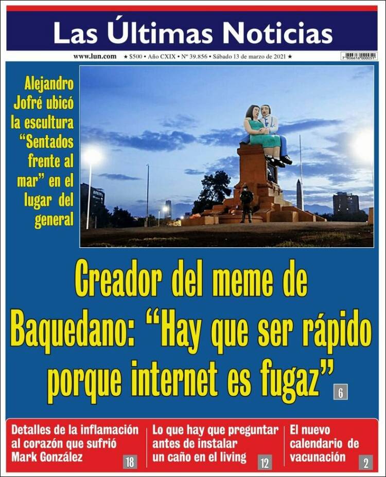 Portada de Las Últimas Noticias (Chile)