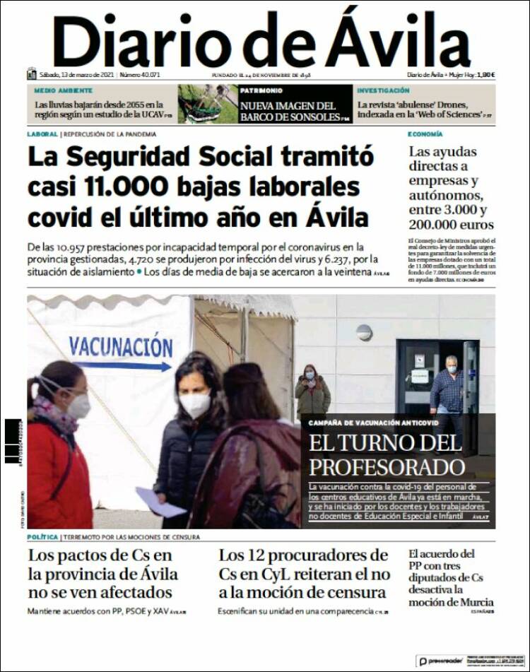 Portada de Diario de Ávila (Espa&ntilde;a)