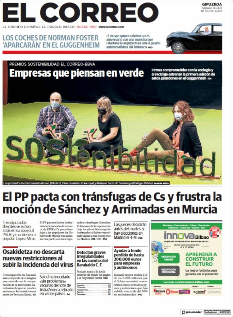 Portada de El Correo - Guipuzcoa (Espa&ntilde;a)