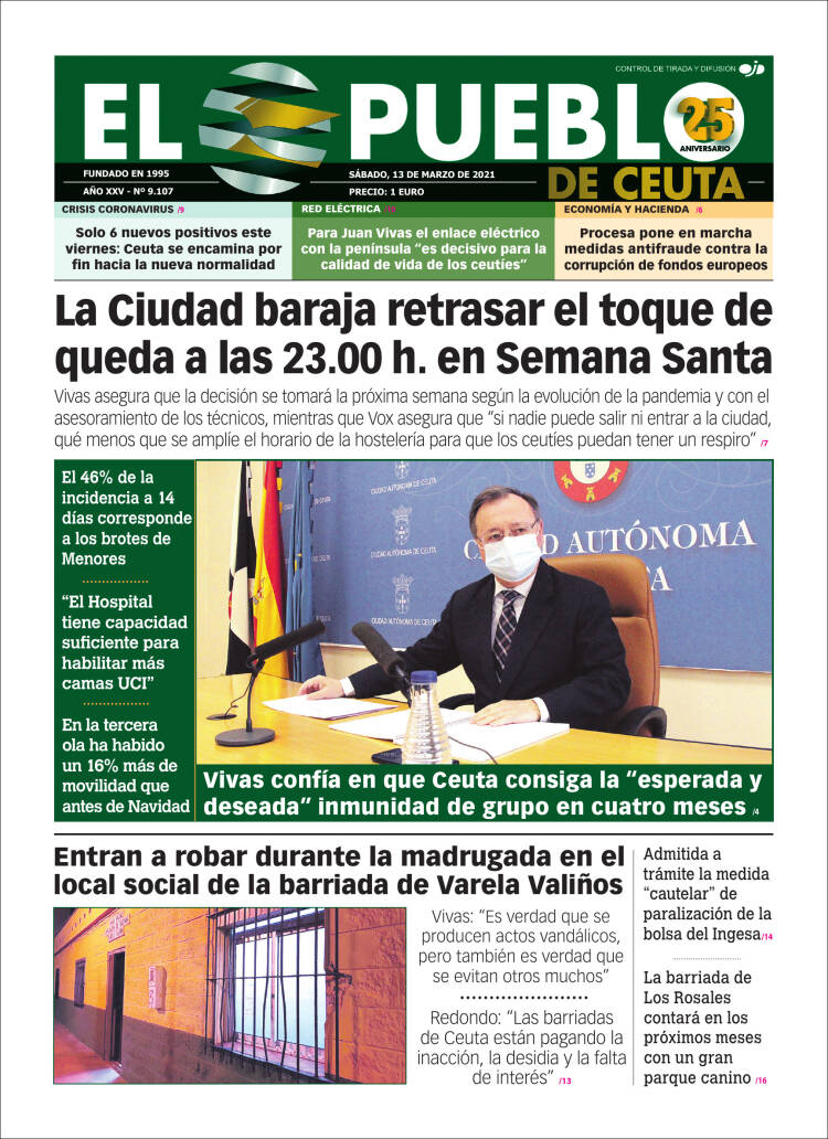 Portada de El Pueblo de Ceuta (Espa&ntilde;a)