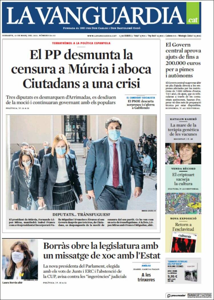 Portada de La Vanguardia (Espa&ntilde;a)