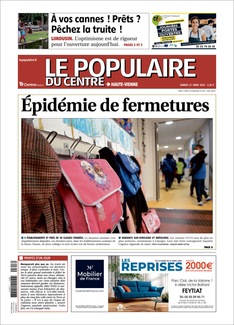 Portada de Le Populaire du Centre (Francia)