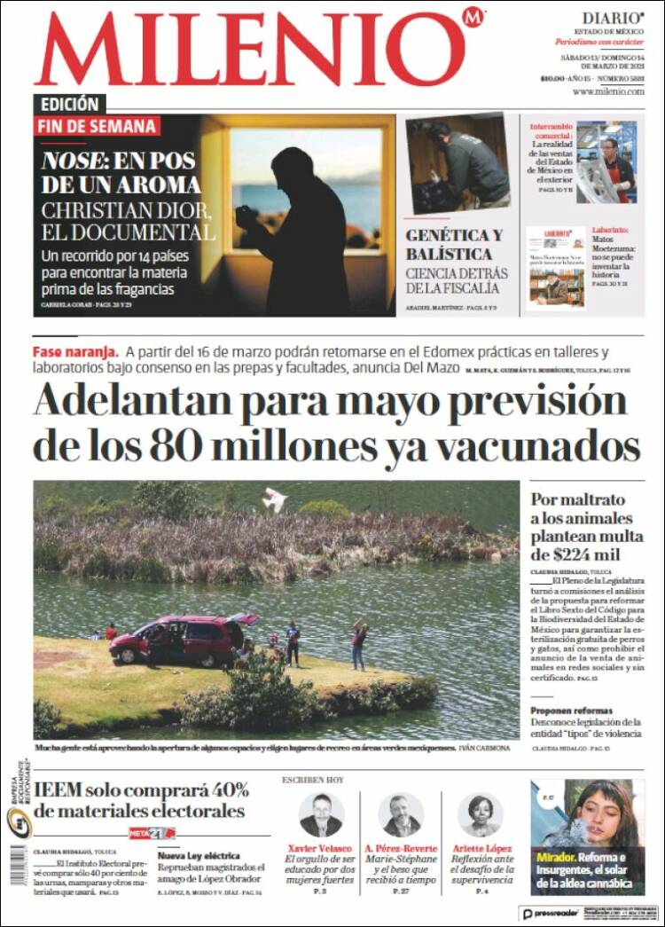 Portada de Milenio - Estado de México (México)