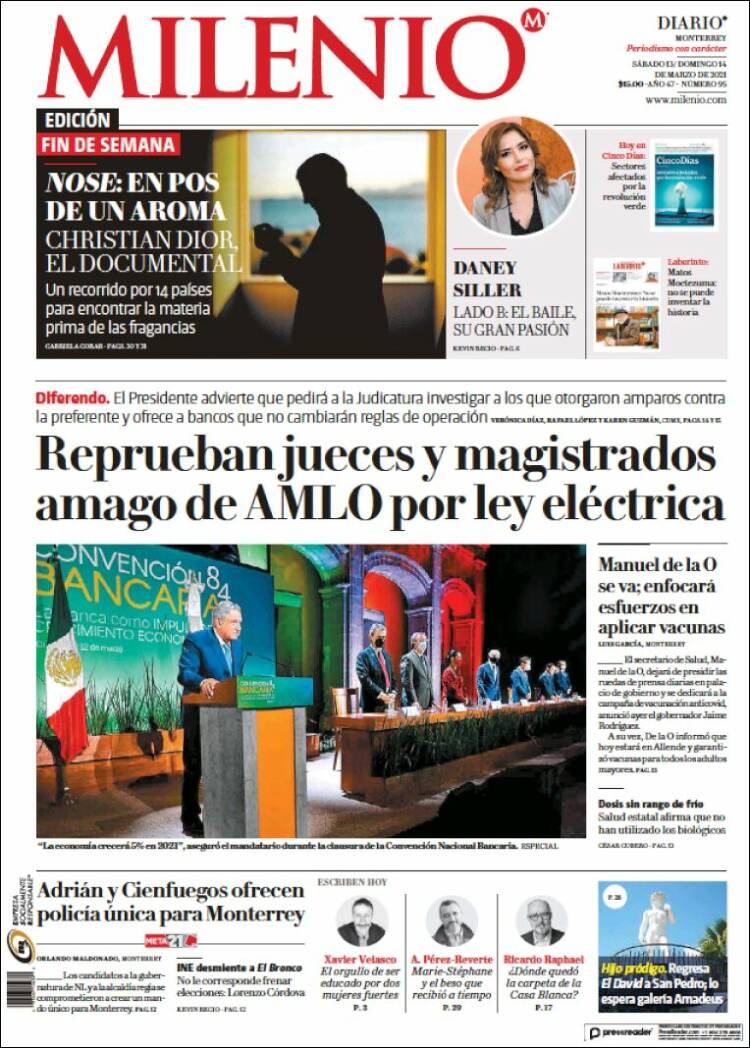 Portada de Milenio de Monterrey (México)