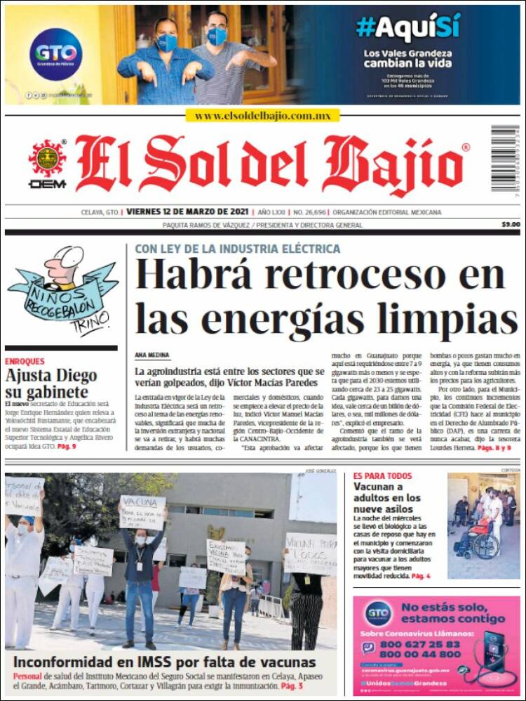 Portada de El Sol del Bajio (México)