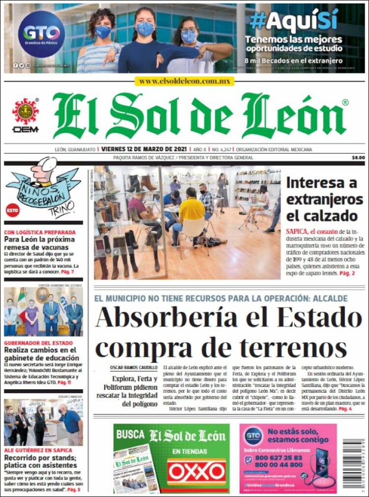 Portada de El Sol de León (México)