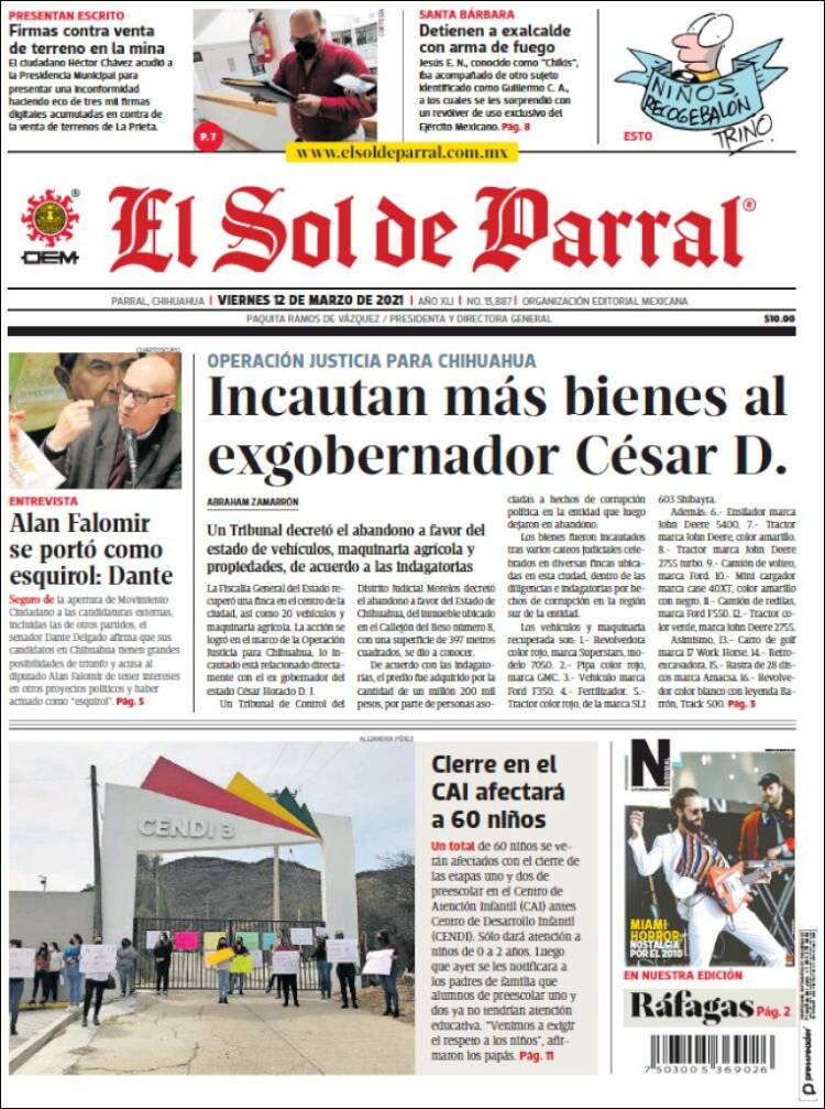 Portada de El Sol de Parral (México)