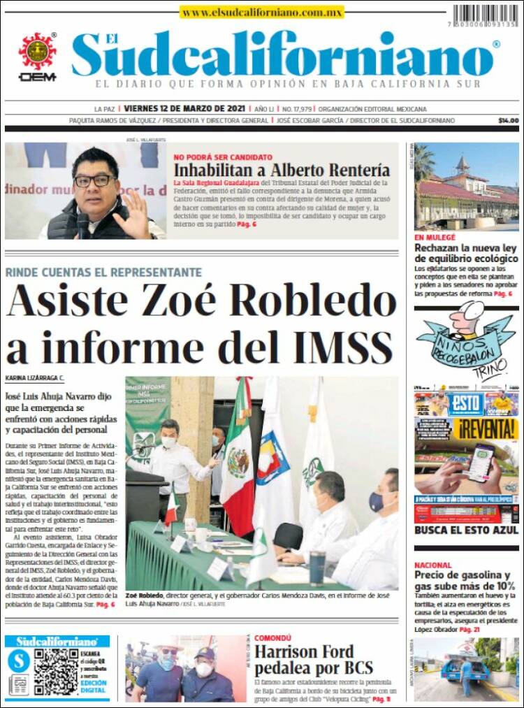 Portada de El Sudcaliforniano (México)