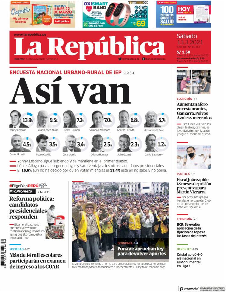 Portada de La Republica (Per&uacute;)