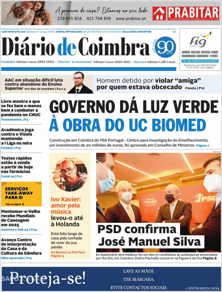 Portada de Diário de Coimbra (Portugal)