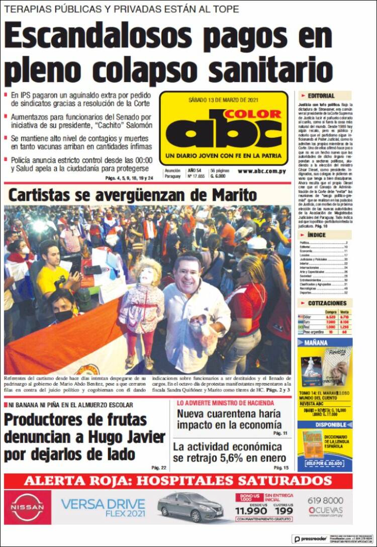 Portada de ABC Color (Paraguay)