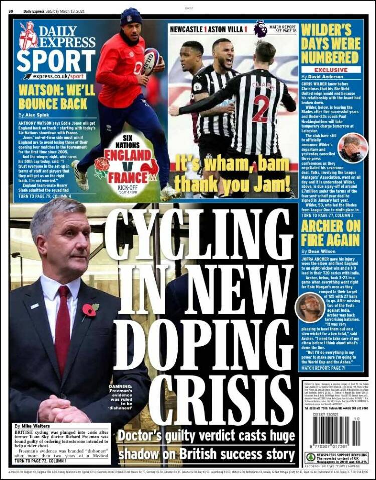 Portada de Express Sport (Reino Unido)