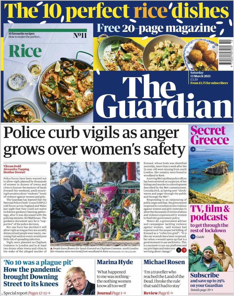 Portada de The Guardian (Reino Unido)