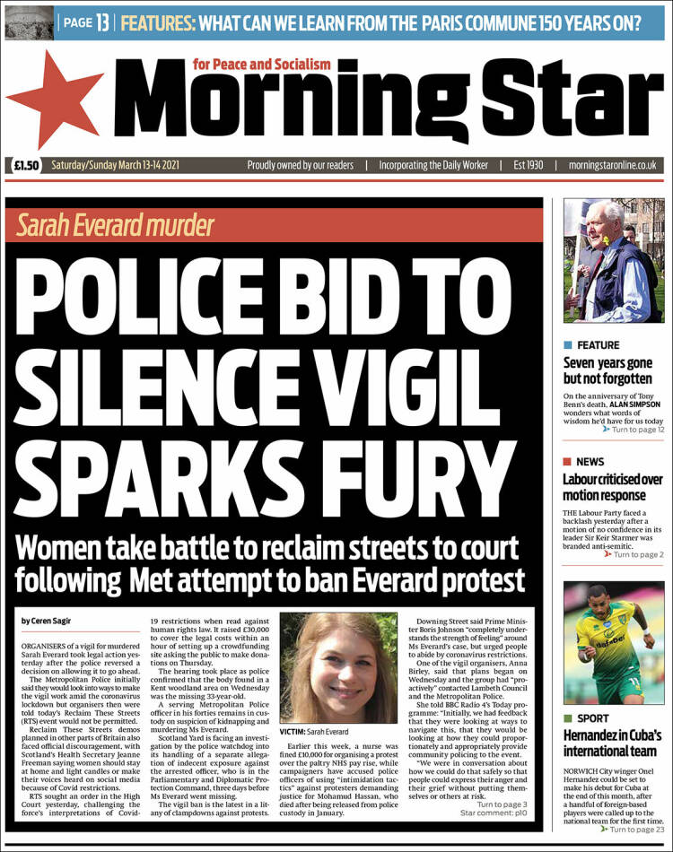 Portada de Morning Star (Reino Unido)