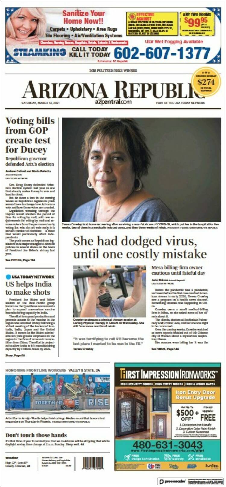 Portada de Arizona Republic News (USA)