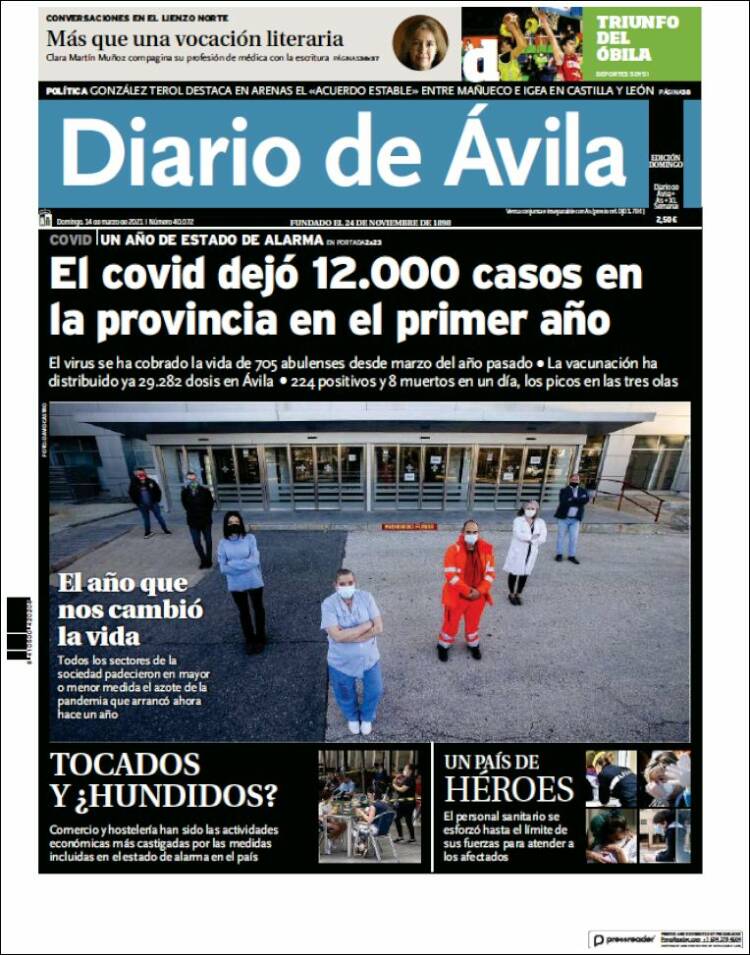 Portada de Diario de Ávila (España)