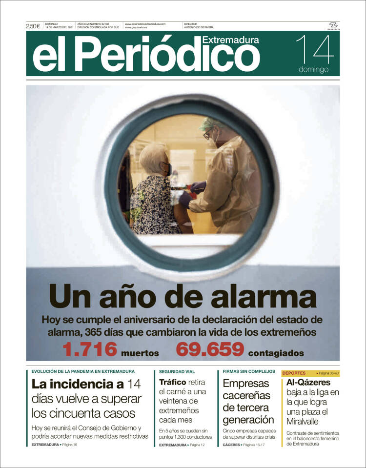 Portada de El Periódico de Extremadura (España)