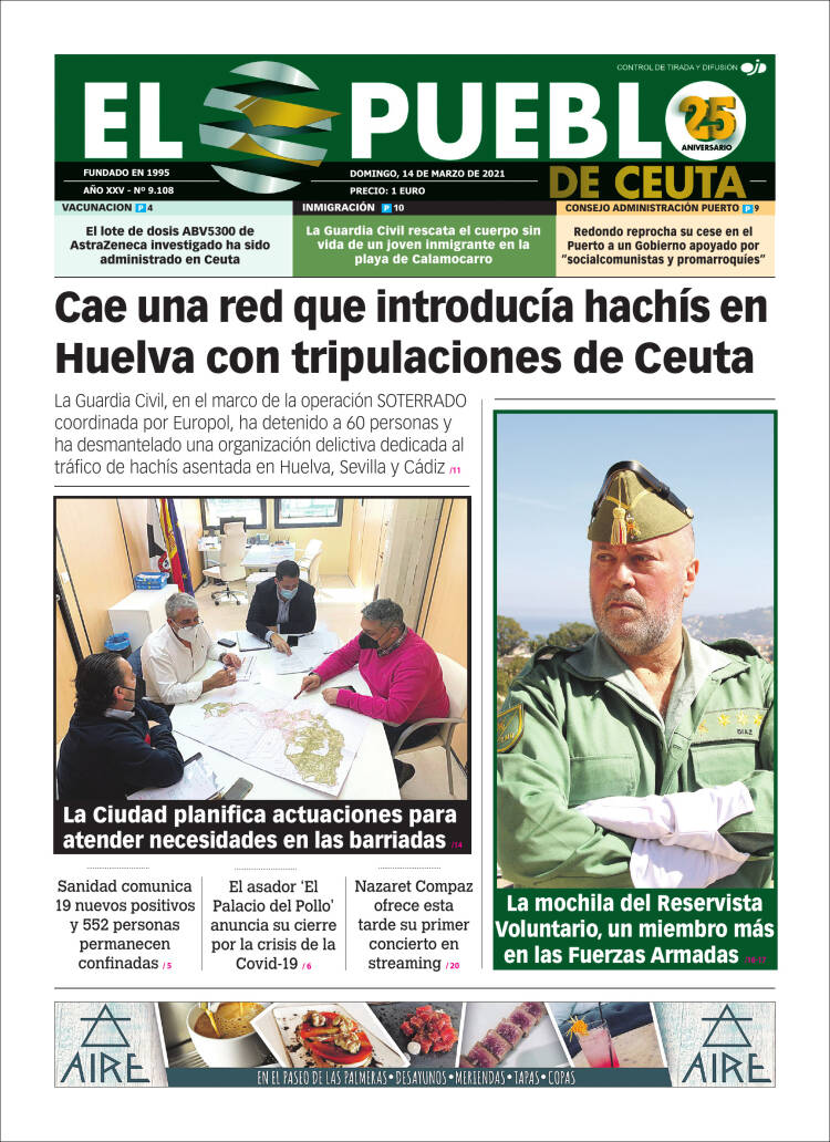 Portada de El Pueblo de Ceuta (España)