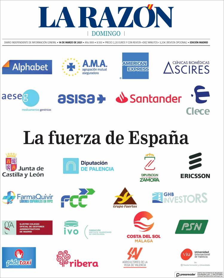 Portada de La Razón (España)