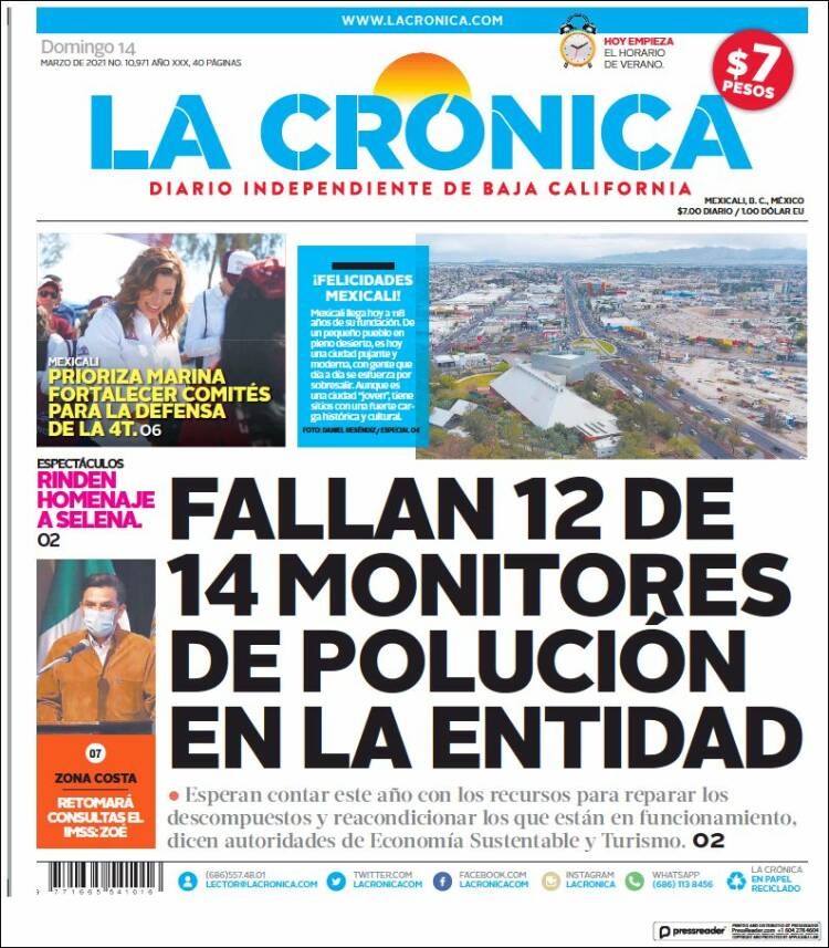Portada de La Crónica de Baja California (México)